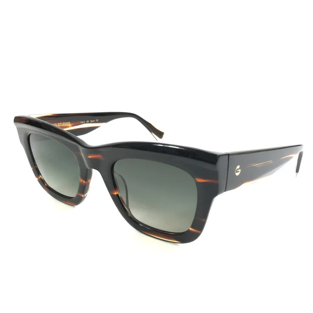 Gigi Studios Sunglasses ALFA 6897 Striped Brown Horn with Gradient Green Lenses